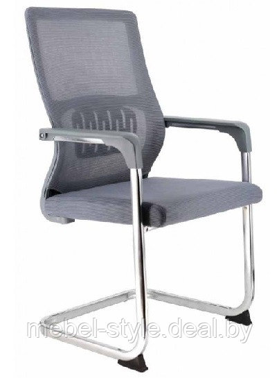 EVERPROF EP -510 кресло на хромированной станине с подлокотниками, стул EP -510 CF ткань сетка серая