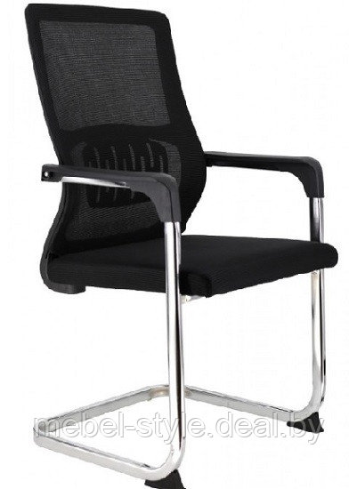 EVERPROF EP -510 кресло на хромированной станине с подлокотниками, стул EP -510 CF ткань сетка черная