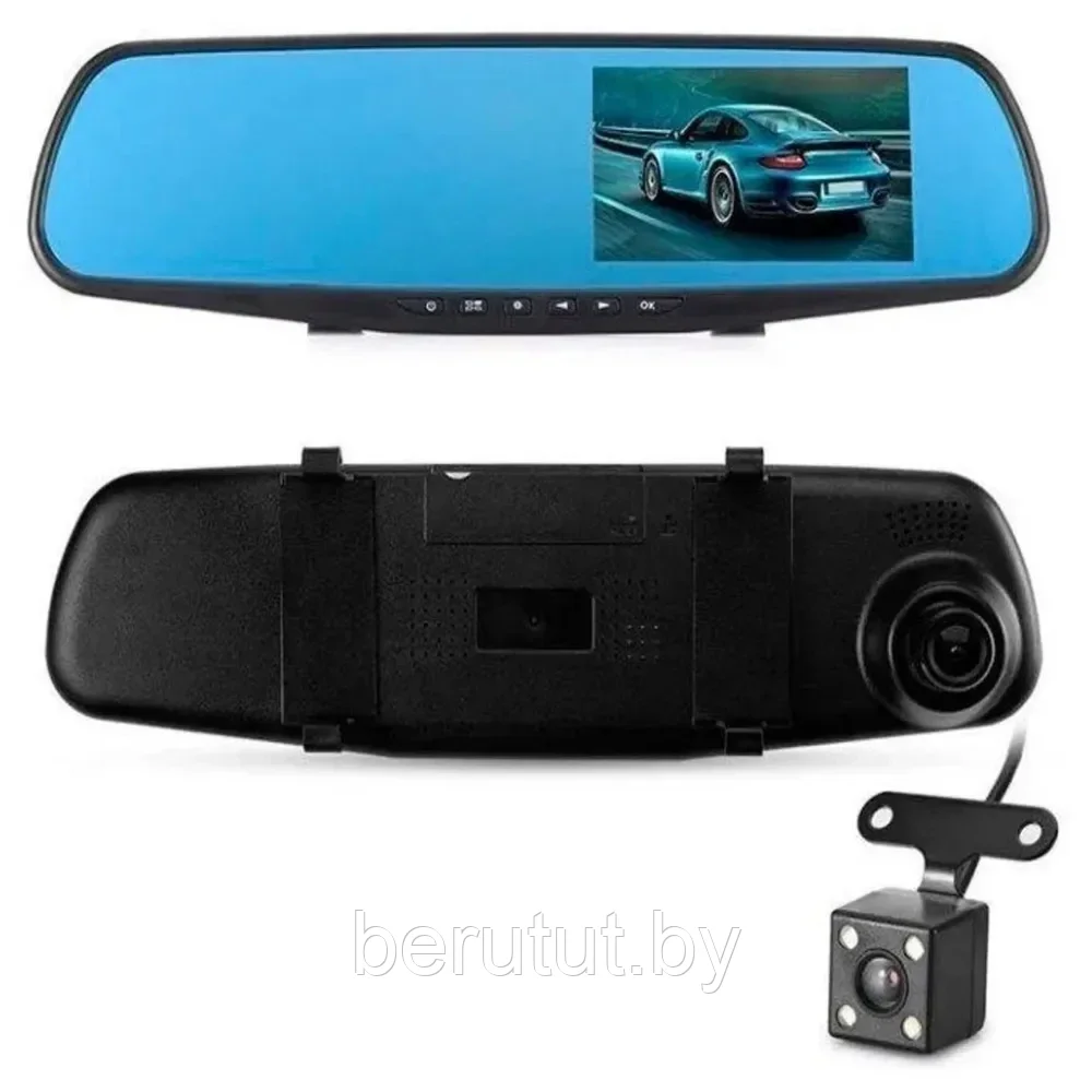 Видеорегистратор зеркало автомобильный 2 камеры VEHICLE BLACKBOX DVR
