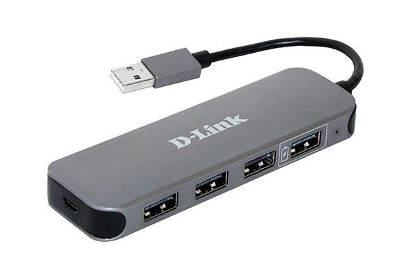 Концентратор D-Link DUB-H4 4-x портовый USB 2.0 концентратор. скорость до 480 Мбит/с - фото 1 - id-p220144889
