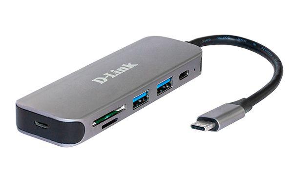 Сетевой адаптер D-Link DUB-2325. Концентратор с 2 портами USB 3.0. 1 портом USB Type-C. слотами для карт SD и - фото 2 - id-p220144896