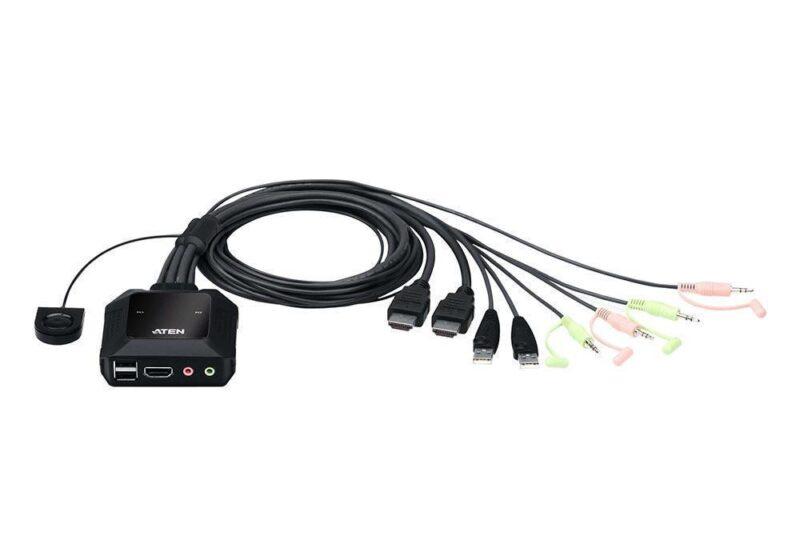 KVM-переключатель ATEN CS22H-AT. 2-портовый. USB. 4K HDMI. кабельный KVM-переключатель с пультом удаленного - фото 1 - id-p219511124