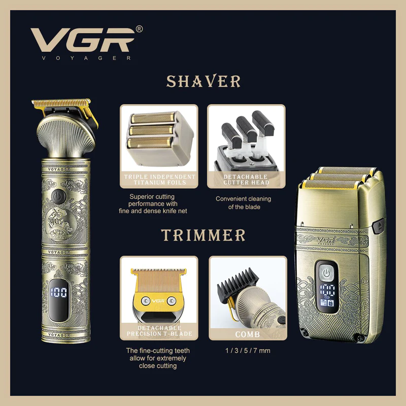 Набор для стрижки волос, бороды и усов 2 В 1 VGR Voyager V-649 Professional - фото 3 - id-p224747855