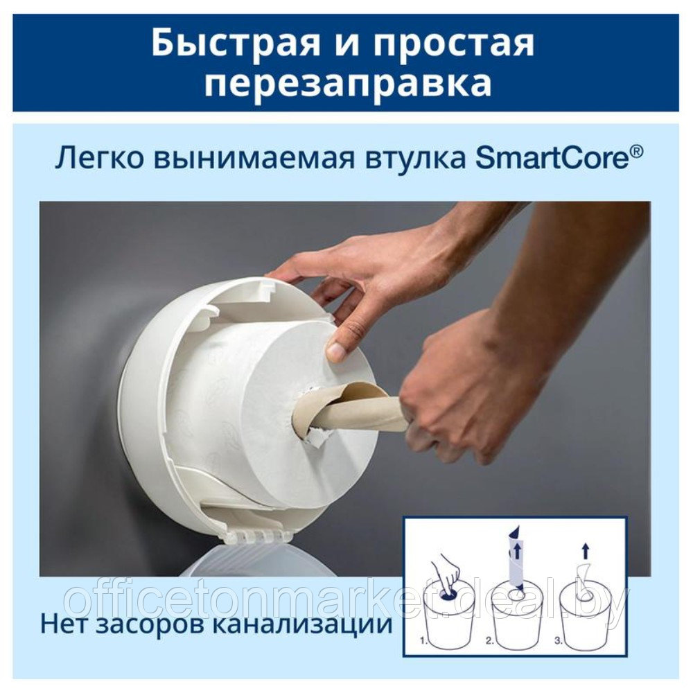 Диспенсер "Tork SmartOne T9" для туалетной бумаги в мини рулонах, пластик, белый (681000) - фото 5 - id-p169019309