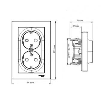 Розетка двойная с заземлением в сборе Schneider Electric AtlasDesign 16А, цвет алюминий ATN000324 - фото 2 - id-p224747381