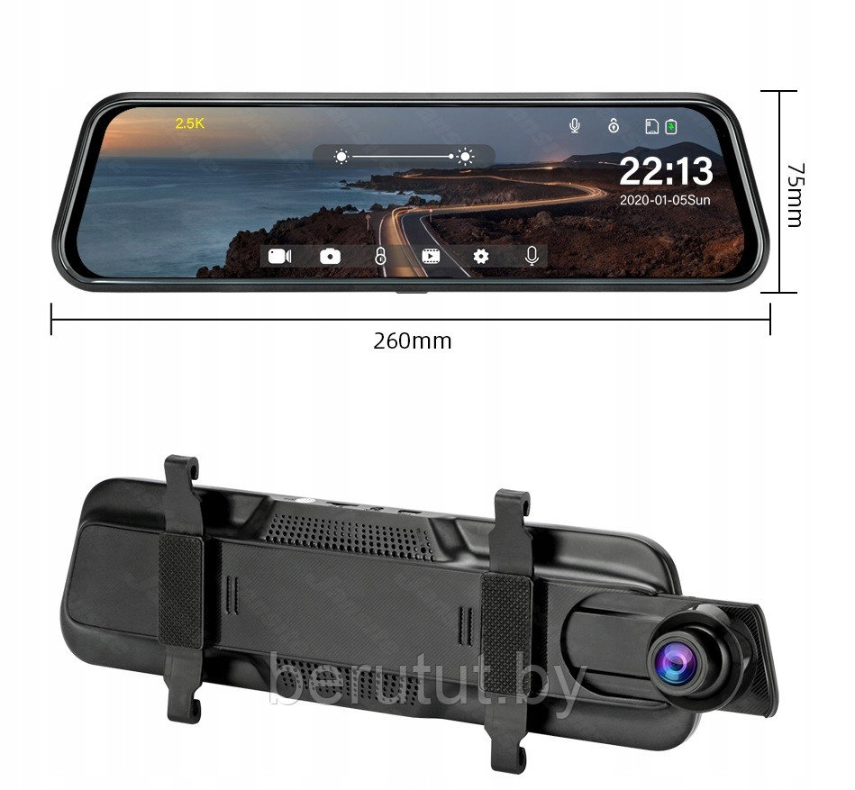 Видеорегистратор зеркало автомобильный 2 камеры 10 Inch Screen - фото 2 - id-p224748030