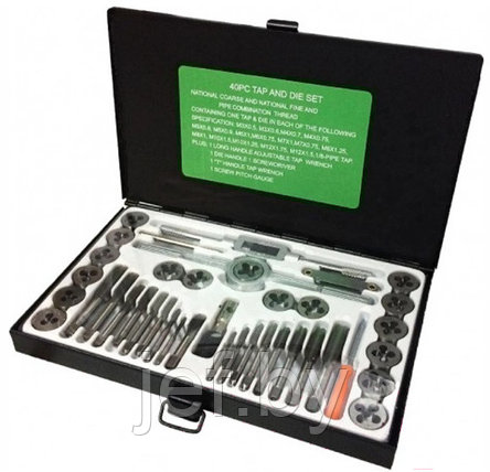 Набор метчиков и плашек метрический 40 пр. в металл. кейсе ROCKFORCE RF-M040-1, фото 2