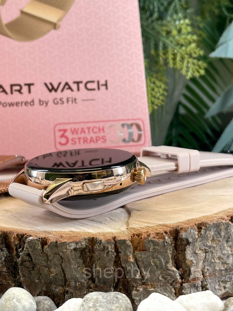 Умные часы Smart Watch G3 Prо Max , 1.32", 3 ремешка (металл ,силикон, кожаный) цвет: золото - фото 4 - id-p224748384