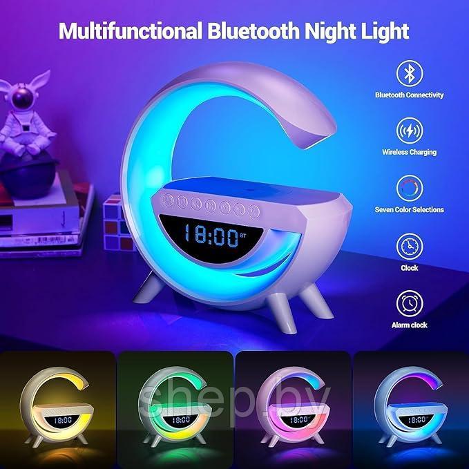 Портативная Bluetooth колонка-ночник с беспроводной зарядкой для телефона BT-3401 (LED- подсветка, часы) - фото 5 - id-p208384664