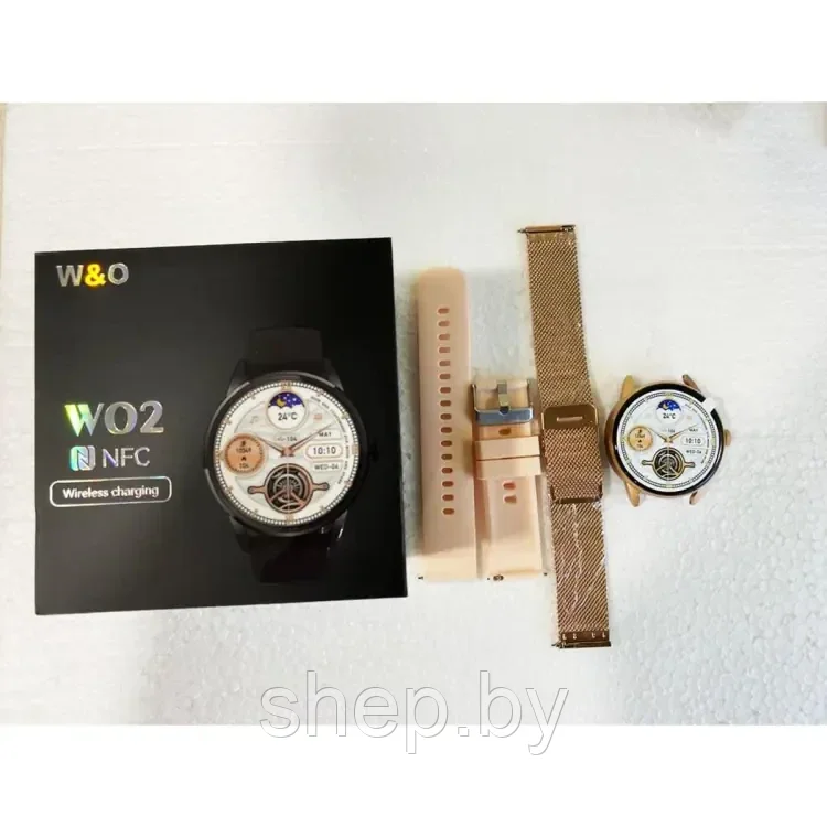 Умные часы W&O WO2 с беспроводной зарядкой NFC и 2-мя ремешками, цвет : золото, серебро, черный NEW 2024!!! - фото 4 - id-p224749267