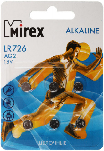 Батарейка щелочная дисковая Mirex Alkaline AG2, LR726, 1.5V, 6 шт. - фото 1 - id-p224657693