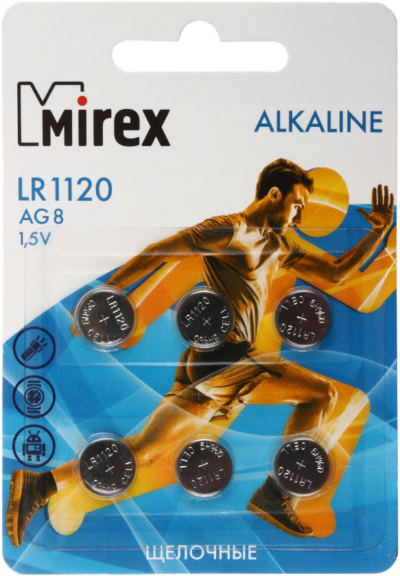 Батарейка щелочная дисковая Mirex Alkaline AG8, LR1120, 1.5V, 6 шт. - фото 2 - id-p224657699