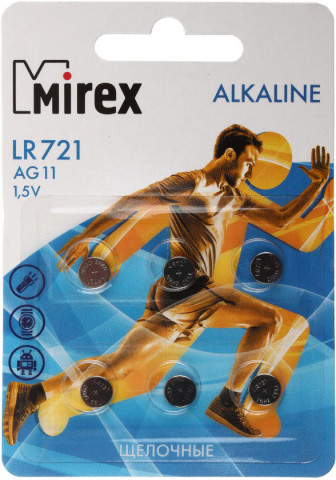 Батарейка щелочная дисковая Mirex Alkaline AG11, LR721, 1.5V, 6 шт. - фото 1 - id-p224657702