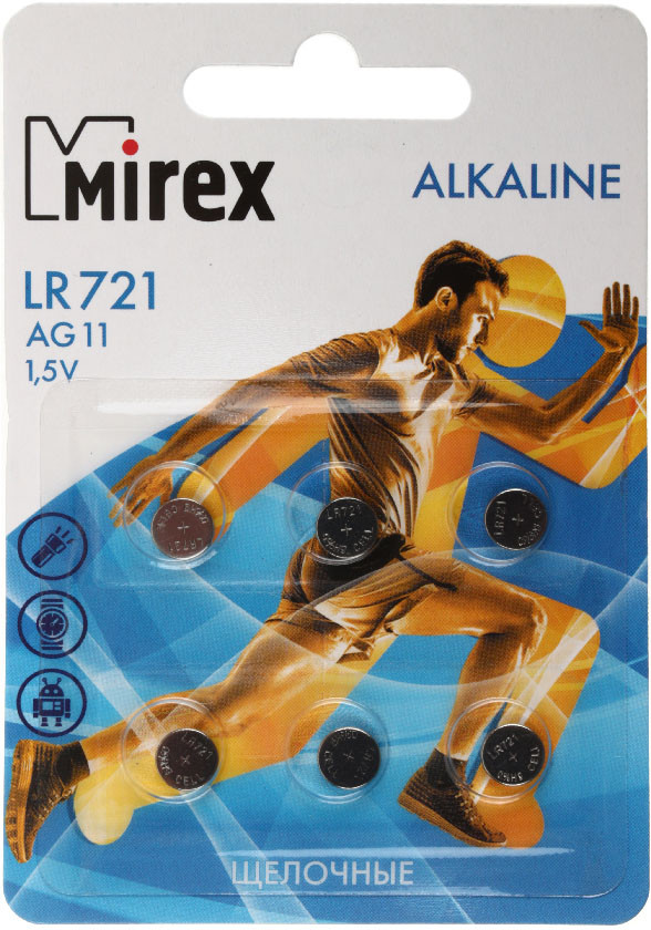 Батарейка щелочная дисковая Mirex Alkaline AG11, LR721, 1.5V, 6 шт. - фото 2 - id-p224657702