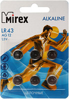 Батарейка щелочная дисковая Mirex Alkaline AG12, LR43, 1.5V, 6 шт.