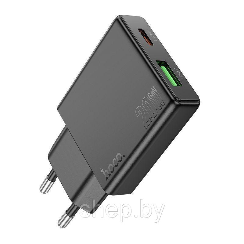 Сетевое зарядное устройство Hoco N38 (PD20W+QC3.0) цвет: черный - фото 2 - id-p224760459