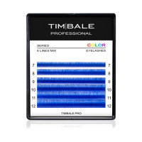 Ресницы цветные TimBale Blue, Синие, Микс 6 линий (C 0.10 07-12 мм)