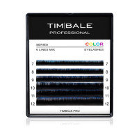 Ресницы цветные омбре TimBale Black-Blue, Чёрно-синие, Микс 6 линий (L 0.10 07-12 мм)