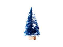 Новогоднее украшение Елочка Синяя из полипропилена на подставке из древесины сосны / 12x6x6см