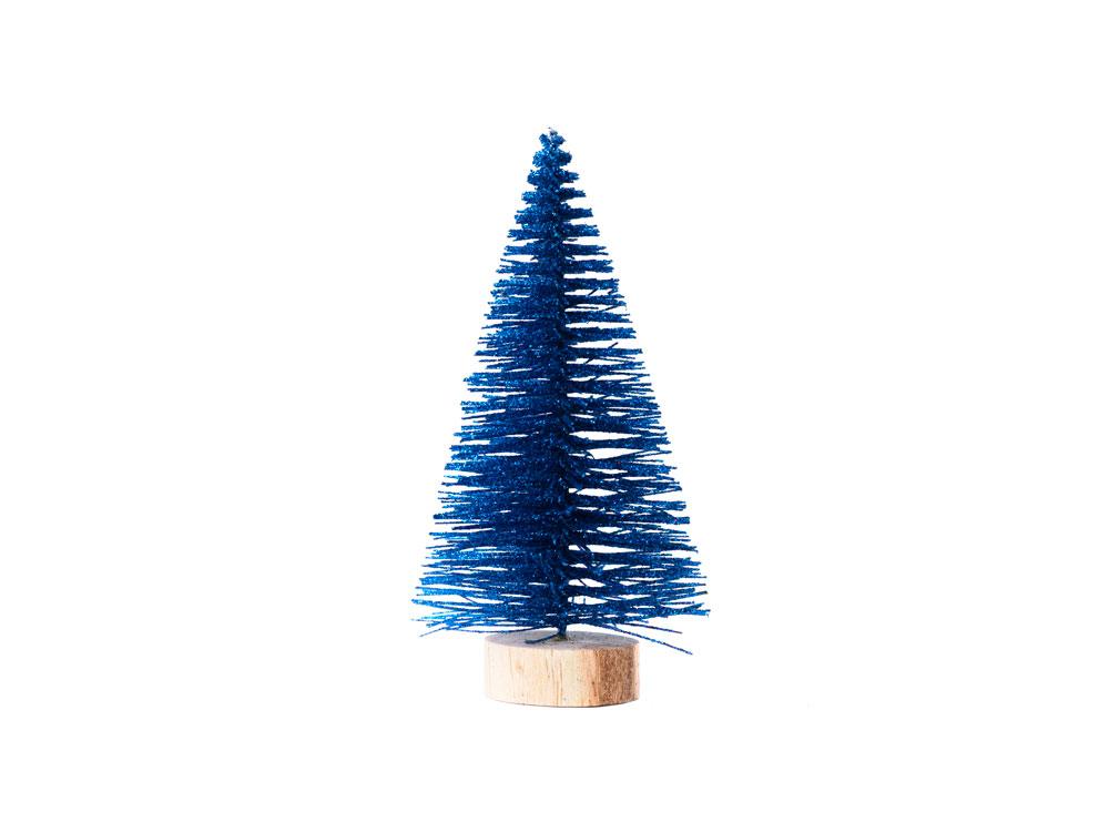 Новогоднее украшение Елочка Синяя из полипропилена на подставке из древесины сосны / 12x6x6см - фото 1 - id-p224766696
