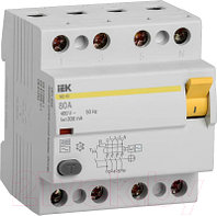 Дифференциальный автомат IEK ВД1-63 80А 300мА тип AC 4п / MDV10-4-080-300