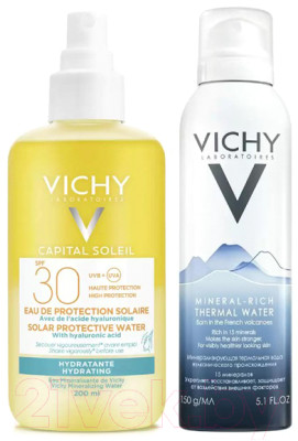 Набор косметики для лица Vichy Спрей солнцезащитный SPF30 200мл+Термальная вода 150мл - фото 1 - id-p224769391