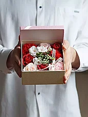 Набор цветов из мыла в коробке 9шт. (Красный), фото 2