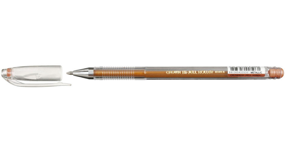 Ручка гелевая Crown Hi-Jell Metallic корпус прозрачный, стержень оранжевый