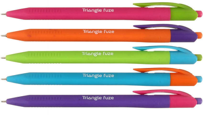 Ручка шариковая автоматическая одноразовая Berlingo Triangle Fuze RT корпус ассорти, стержень синий - фото 1 - id-p224772558
