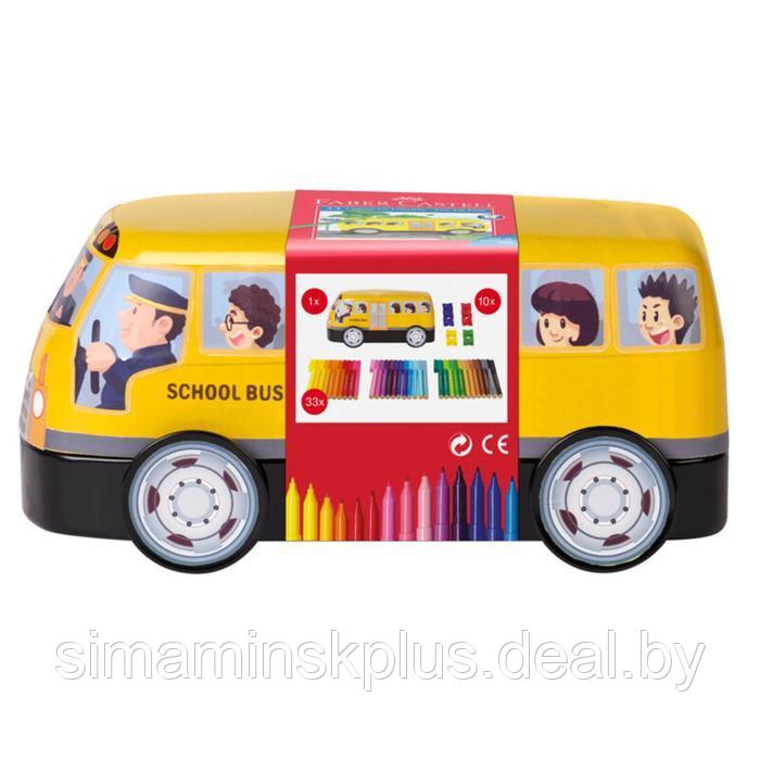 Фломастеры Faber-Castell Connector School Bus + 10 клипов, в металлической коробке, 33 цвета - фото 2 - id-p224773850