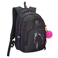 Рюкзак молодёжный, 42 х 31 х 13 см, эргономичная спинка, Stavia "Shiny cat", чёрный