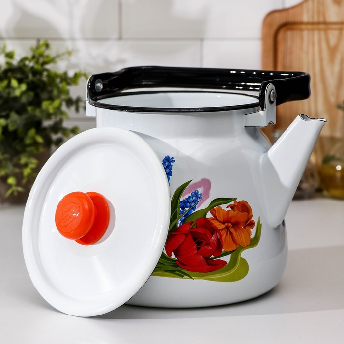 Чайник «Тюльпан Май», 3,5 л, с кнопкой, индукция, цвет белый - фото 2 - id-p224780250