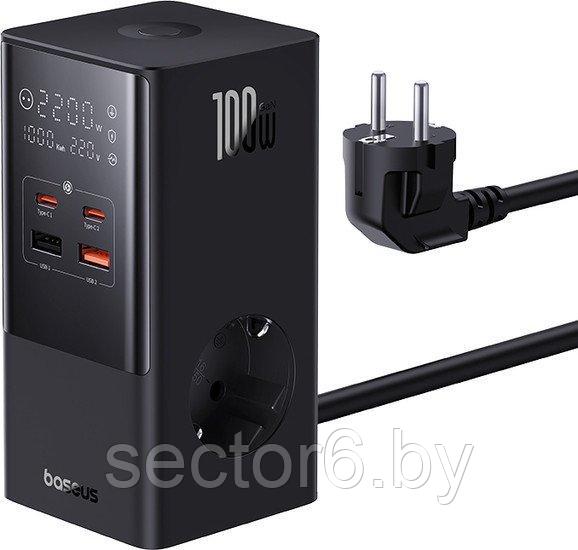 Сетевое зарядное Baseus PowerCombo Tower PowerStrip 2AC2+U2+С 100W CCGAN100-S2ACE