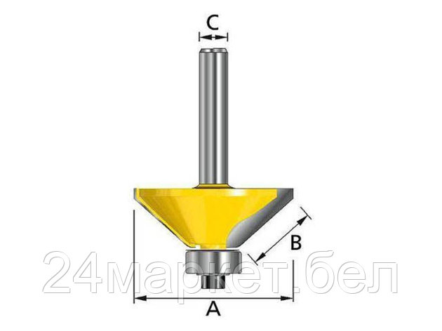 MAKITA Япония Фреза кромочная конусная 44.45х15.9х12х38 MAKITA (45° 44.45х15.9х12х38х2Т), фото 2