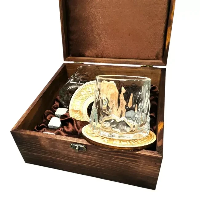 Подарочный набор с камнями для виски в деревянной шкатулке AmiroTrend ABS-204w - фото 2 - id-p224783359