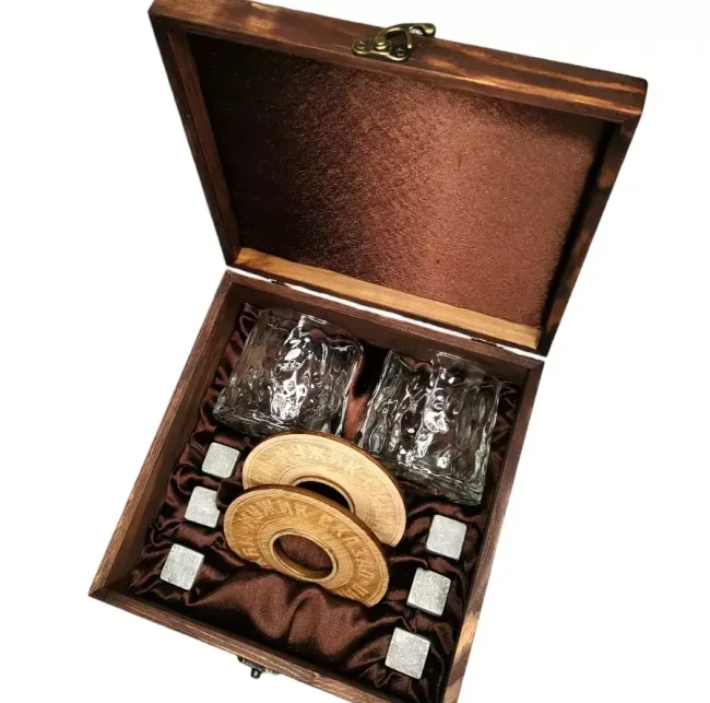 Подарочный набор с камнями для виски в деревянной шкатулке AmiroTrend ABS-204w - фото 5 - id-p224783359