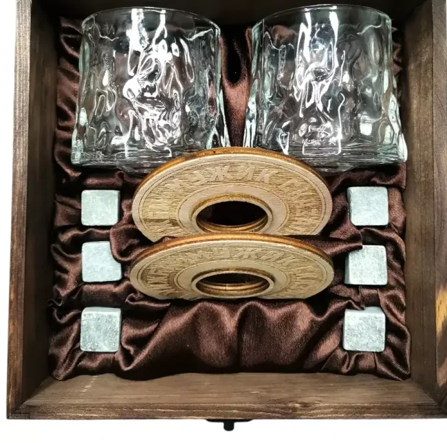 Подарочный набор с камнями для виски в деревянной шкатулке AmiroTrend ABS-204w - фото 6 - id-p224783359