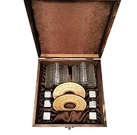 Подарочный набор с камнями для виски в деревянной шкатулке AmiroTrend ABS-205w