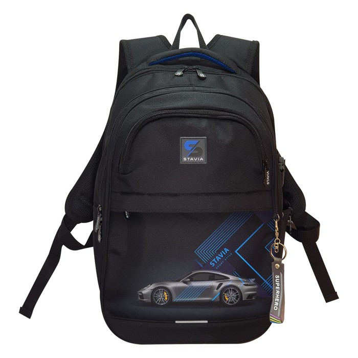 Рюкзак молодёжный, 40 х 28 х 18 см, эргономичная спинка, Stavia "Машина", чёрный - фото 2 - id-p224784169