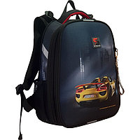 Рюкзак каркасный школьный 38 х 30 х 16 см, эргономичная спинка, Stavia "Желтая машина", чёрный