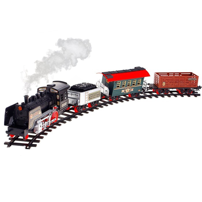 Железная дорога «Классический паровоз», 20 деталей, световые и звуковые эффекты, с дымом, работает от - фото 2 - id-p224784637