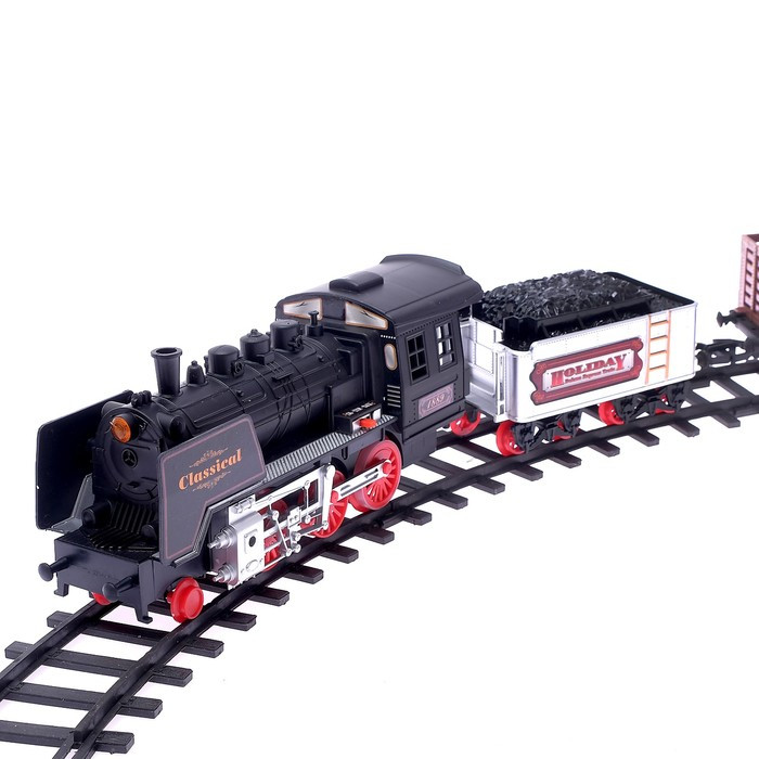 Железная дорога «Классический паровоз», 20 деталей, световые и звуковые эффекты, с дымом, работает от - фото 3 - id-p224784637