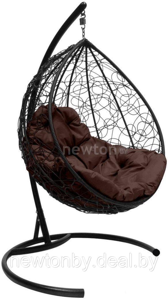 Подвесное кресло M-Group Капля 11020405 (черный ротанг/коричневая подушка)