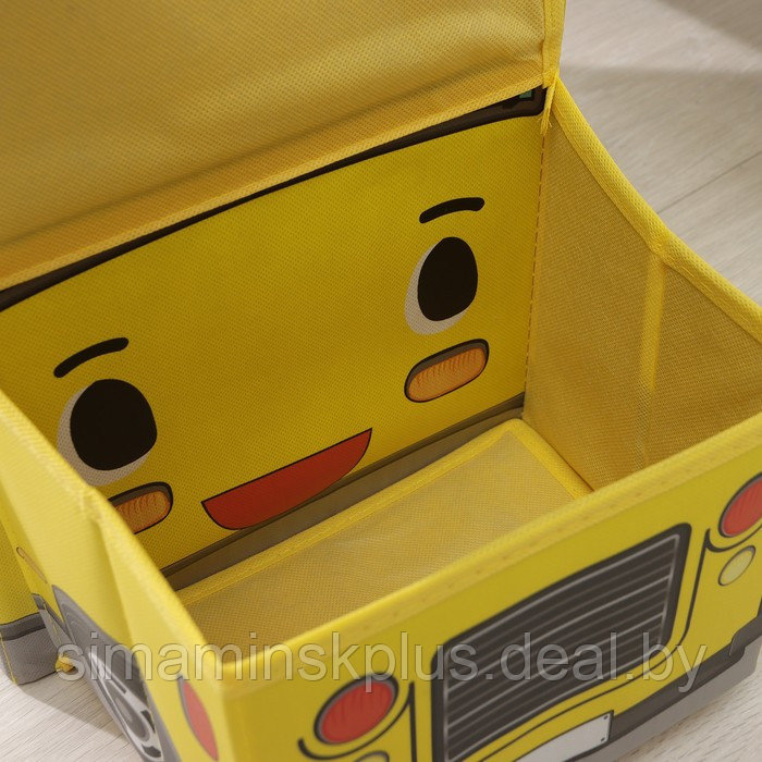 Короб стеллажный для хранения с крышкой «Школьный автобус», 55×25×25 см, 2 отделения, цвет жёлтый - фото 6 - id-p224785869