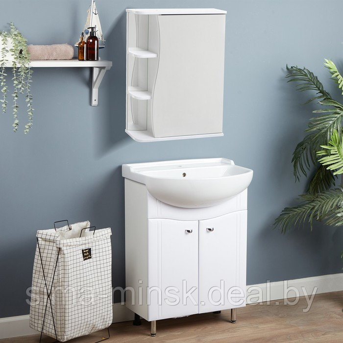Комплект мебели: для ванной комнаты "Тура 60": тумба + раковина + зеркало-шкаф - фото 1 - id-p224785947