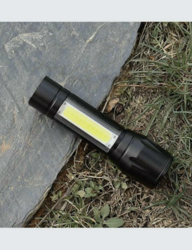 Фонарь LED + COВ 27-18 аккумуляторный / фокусировка луча / боковая подсветка (microusb)+пластиковый бокс) - фото 3 - id-p224786993