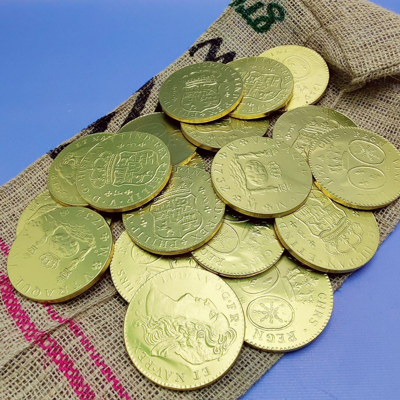 Золотые шоколадные монеты "Добыча пиратов" 5 штук / Набор шоколадных монет 125 гр. - фото 2 - id-p224787201
