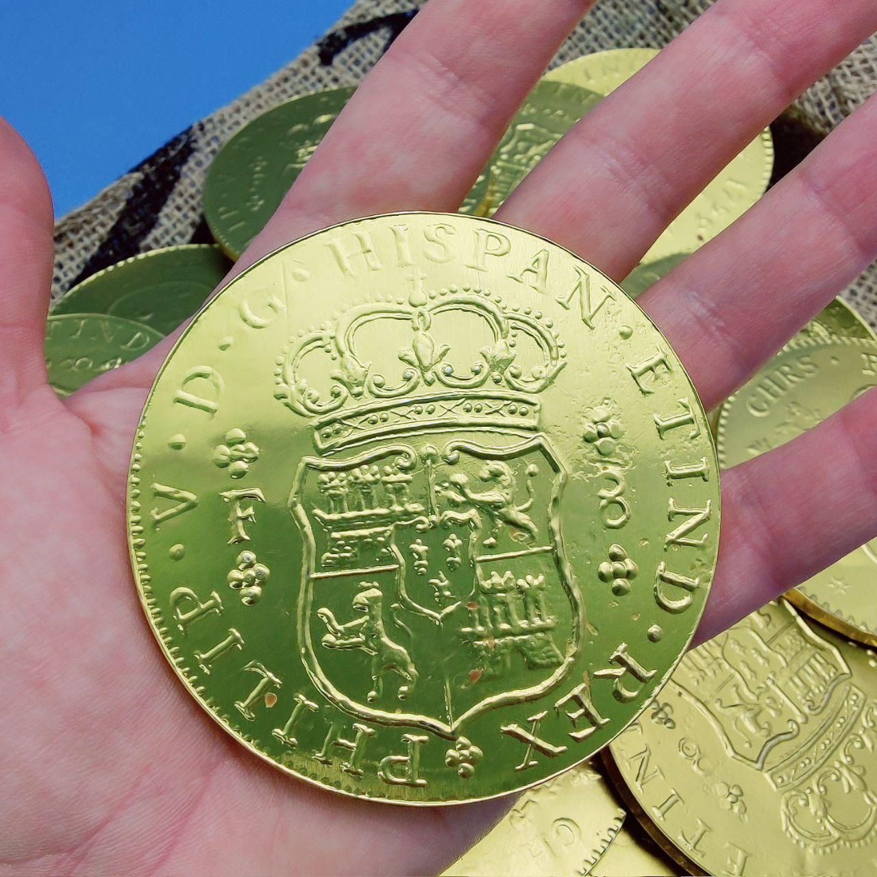 Золотые шоколадные монеты "Добыча пиратов" 5 штук / Набор шоколадных монет 125 гр. - фото 3 - id-p224787201