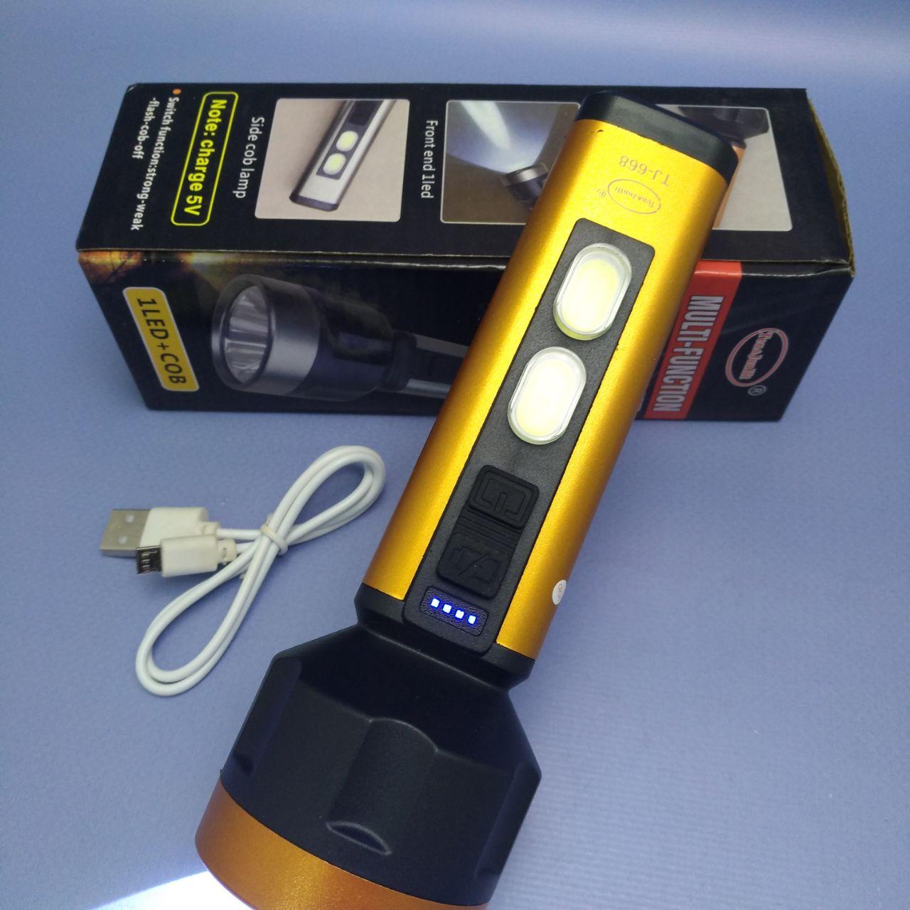 Фонарь аккумуляторный Multifunction Flashlight TJ-668А / 4 режима, LED+СОВ, USB-зарядка - фото 3 - id-p224787206