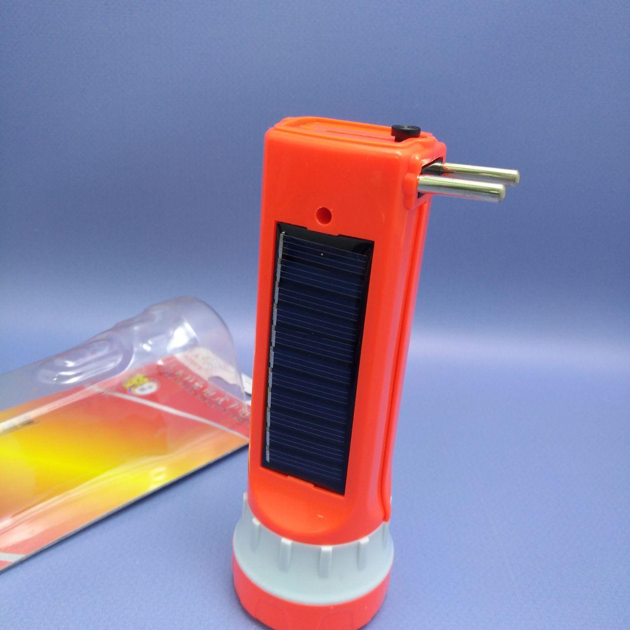 Фонарь аккумуляторный Super Led с зарядкой 220 В и солнечной батареей / Портативный фонарь 2 режима работы - фото 3 - id-p224787207